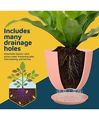 Lifemaster Lightweight, durable pink planter pots with drainage holes simple modern design for indoor/outdoor use.