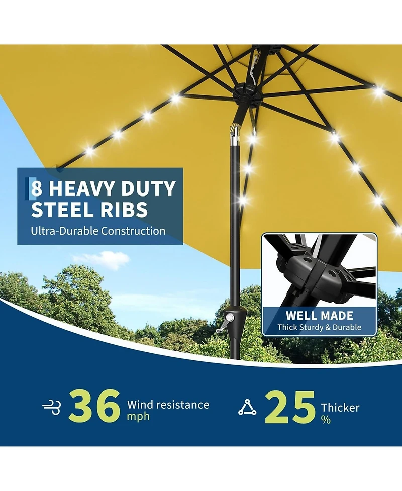 gaomon 10Feet Outdoor Table Solar Patio Umbrella with 32 Led Lights, Uv Protection for Pool
