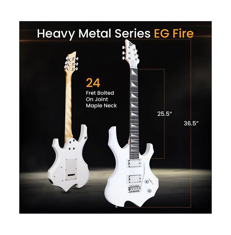 Pyle 6-String Electric Guitar Kit - Includes Amplifier, Digital Tuner, and Accessories