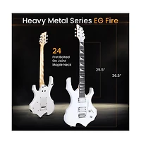Pyle 6-String Electric Guitar Kit - Includes Amplifier, Digital Tuner, and Accessories