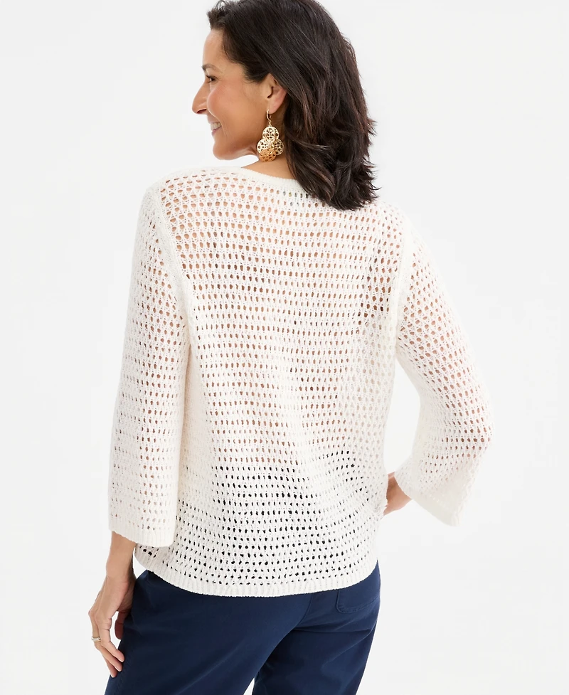 Style & Co Women's Open-Stitch 3/4-Sleeve Sweater, Macy's Exclusive
