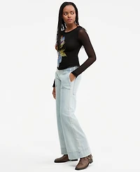 Free People Women's Mid-Rise Wide-Leg Utility Jeans