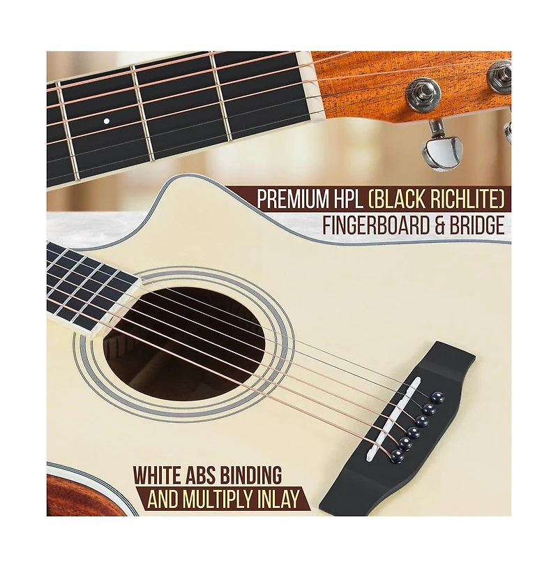 Pyle 6-String Electric Acoustic Guitar - Guitar with Digital Tuner & Accessory Kit