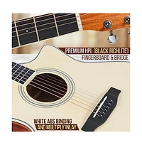 Pyle 6-String Electric Acoustic Guitar - Guitar with Digital Tuner & Accessory Kit