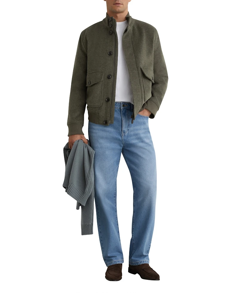 Reiss Men's Hadley Wool-Blend Funnel-Neck Bomber Jacket