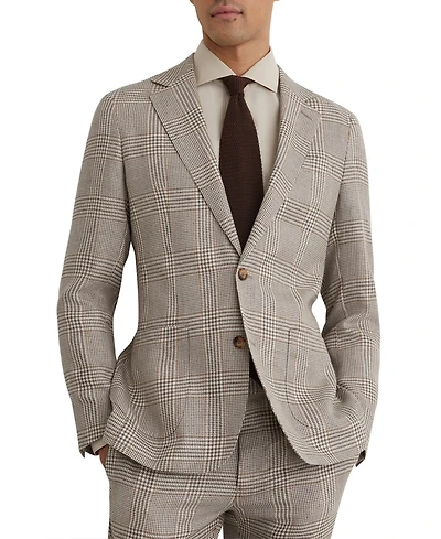 Reiss Men's Epsom Tailored-Fit Linen-Wool Single-Breasted Check Blazer