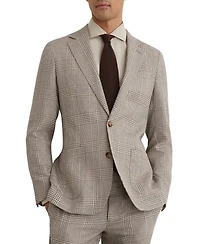 Reiss Men's Epsom Tailored-Fit Linen-Wool Single-Breasted Check Blazer