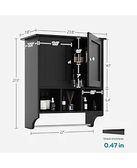 Midola Medicine Cabinets, Space Saving Wall Cabinet with 2 Doors and Adjustable Towel Rack Shelves, Storage Saver for Bathroom