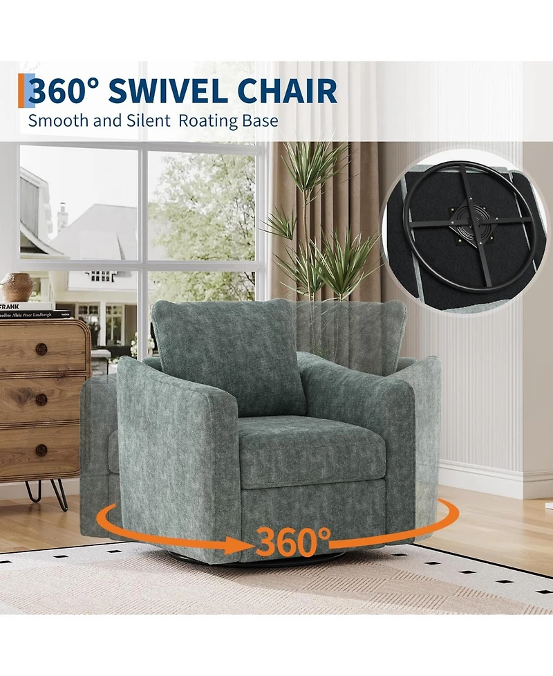 gaomon Swivel Accent Chair for Living Room,Comfy Single Sofa Chair,Modern Linen Upholstered Armchair with Ergonomic Backrest,Plush Single Sofa.