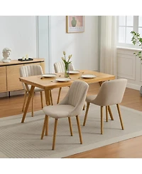 gaomon 4 Dining Chairs,Modern Fabric Upholstered Kitchen Side Chairs,Curved Backrest Dining Chairs with Oak Legs