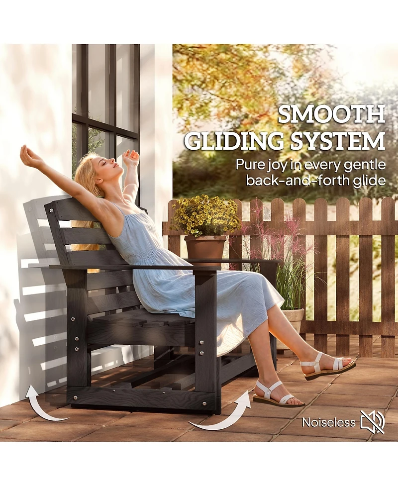 Outsunny Patio Glider Bench, Hdpe Outdoor Glider Loveseat