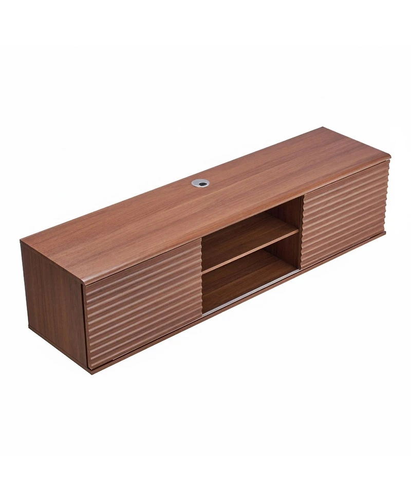 Gouun 60" Floating Tv Stand Wall Mount with Sliding Doors