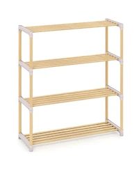 Gouun 4-Tier Solid Pine Wood Shoe Rack with Slatted Open Shelves, 28 x 11 x 31