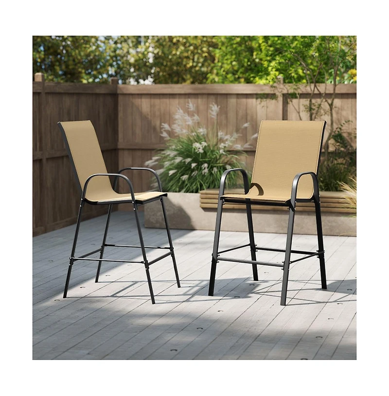 Boyel Living Outdoor Bar Stools Set of 2 29 Inch Fabric Height with Armrests