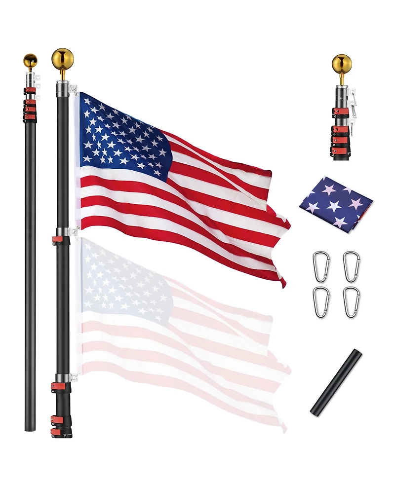 Yescom Ez Go 25 Feet Commercial Telescoping Flag Pole Kit Portable Display Sign Banner Pole