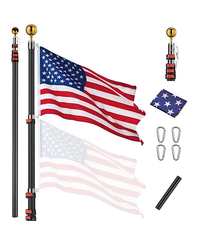 Yescom Ez Go 25 Feet Commercial Telescoping Flag Pole Kit Portable Display Sign Banner Pole