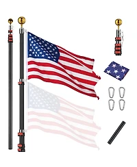Yescom Ez Go 25 Feet Commercial Telescoping Flag Pole Kit Portable Display Sign Banner Pole