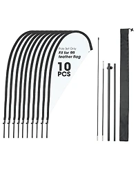 Instahibit 10 Pack 9ft Teardrop Feather Flagpole Kit With Cross Base and Water Bag