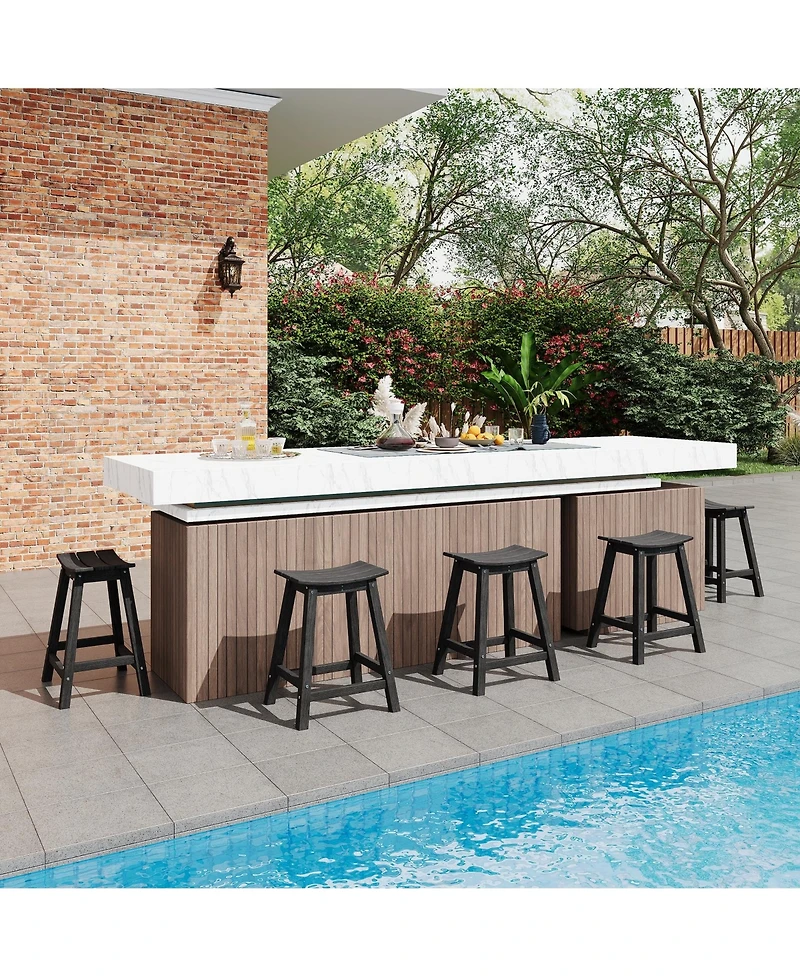gaomon Weatherproof Hdpe Bar Stools Set - Outdoor Counter Height Patio Chairs, Heavy Duty Resin, Ergonomic Footrest, Non-Slip, for Garden, 2-Pack