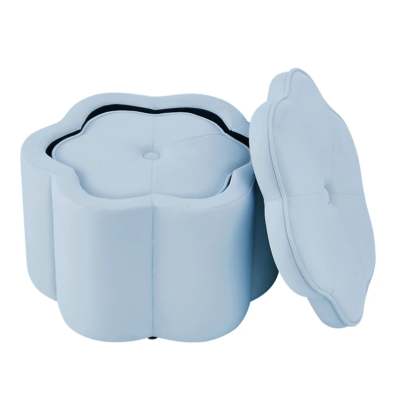 Streamdale Furniture 2 pieces Seaglass Velvet Storage Ottoman Set