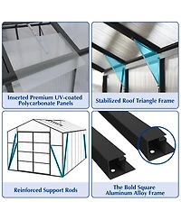 Streamdale Furniture Windproof Aluminum Greenhouse 10x14 Ft Polycarbonate Walk-in All Season