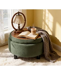 Streamdale Furniture Round Storage Ottoman with Tray