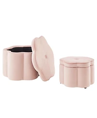 Streamdale Furniture Velvet Storage Ottoman Set of 2