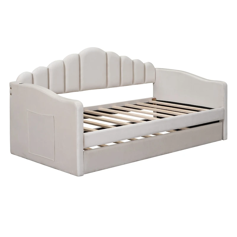 Streamdale Furniture Daybed With Trundle and Usb Ports