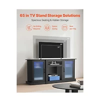Sugift Tv Stand for TVs Up to 65 Inch Modern Entertainment Center with Light Strip