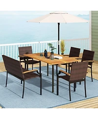 Sugift 6-Piece Outdoor Dining Set with Umbrella Hole