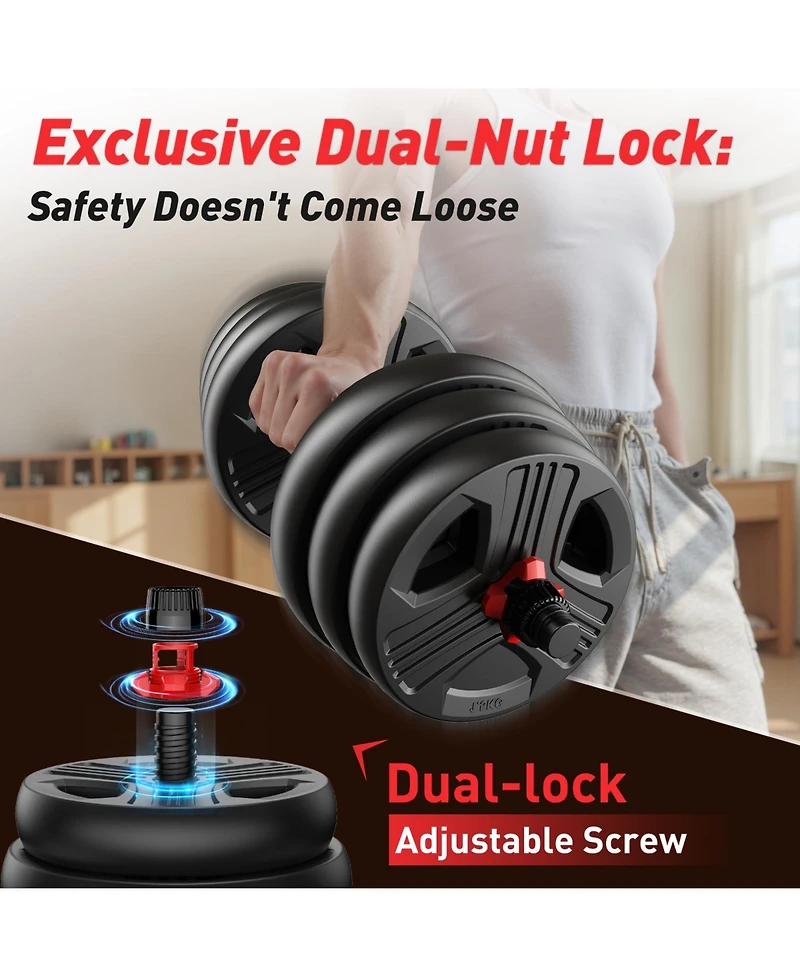 Fed Fitness Adjustable 5 in 1 Free Weights Set, Dumbbell Set, Convertible to Barbell, Kettlebell, Push Up Stand