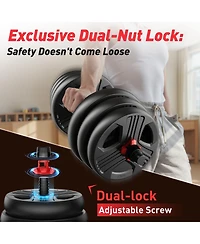 Fed Fitness Adjustable 5 in 1 Free Weights Set, Dumbbell Set, Convertible to Barbell, Kettlebell, Push Up Stand