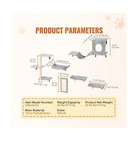 Ruie 6 Pack Wall Mounted Cat Shelves Set with Jumping Boards Hammock Sofa and Post