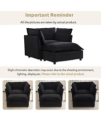 Rainsken Modern Single Sofa with Movable Ottoman, 47" Cozy Upholstered Sofa Chair with Wide Seat, Curved Armrests and Soft Pillows for Living Room