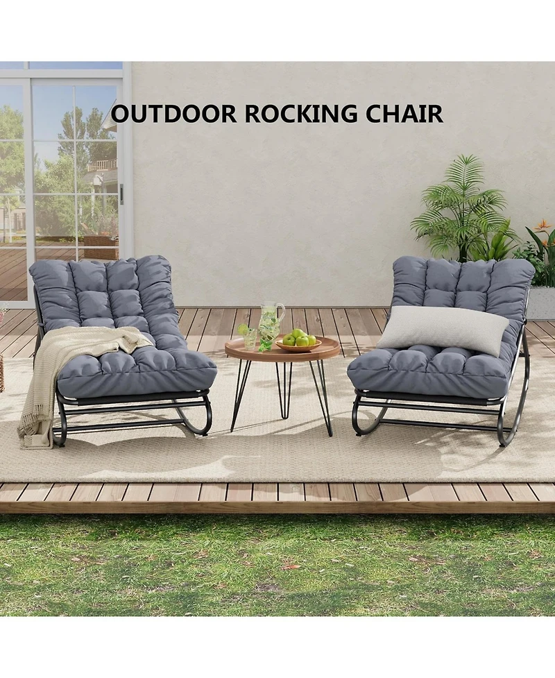 gaomon Outdoor Rocking Chair with Thick Cushion