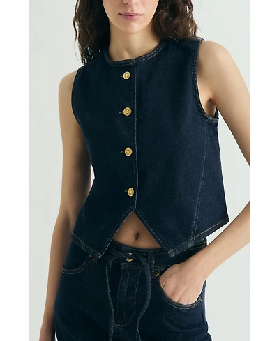 Scalpers Women's Cropped Denim Vest