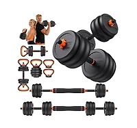 Fed Fitness Adjustable Dumbbells, Weight Set with Connector, 5 in 1 Dumbbells Set (Barbell, Kettlebells, Push up Stand