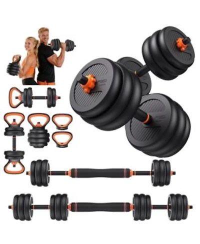 Fed Fitness Adjustable Dumbbells Weight Set With Connector 5 In 1 Dumbbells Set Barbell Kettlebells Push Up Stand Weight Plate