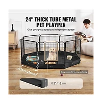 Ruie 8 Panel Foldable Metal Dog Exercise Pen 24 in Tall Square Panels