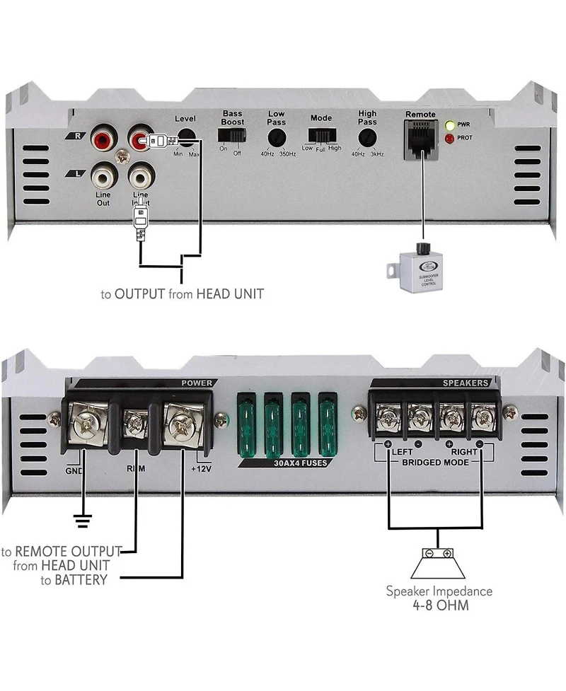 Lanzar 6000W Mosfet Amplifier for Powerful Sound with Dual Inputs, + Easy Installation