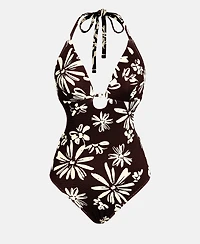 Cupshe Women's V-Neck Halter Tie One-Piece Swimsuit
