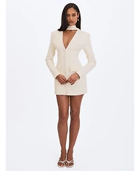 Miss Circle Women's Jeannie Cream Blazer Mini Dress with Scarf