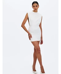 Miss Circle Women Vienna Satin Mock Neck Mini Dress