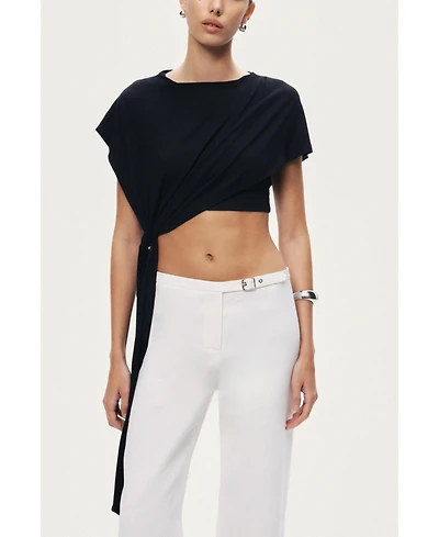 Nocturne Women's Asymmetric Tie-Front Crop Top