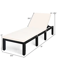 2PCS Patio Garden Rattan Lounge Chair Chaise Couch Cushioned Height Adjustable