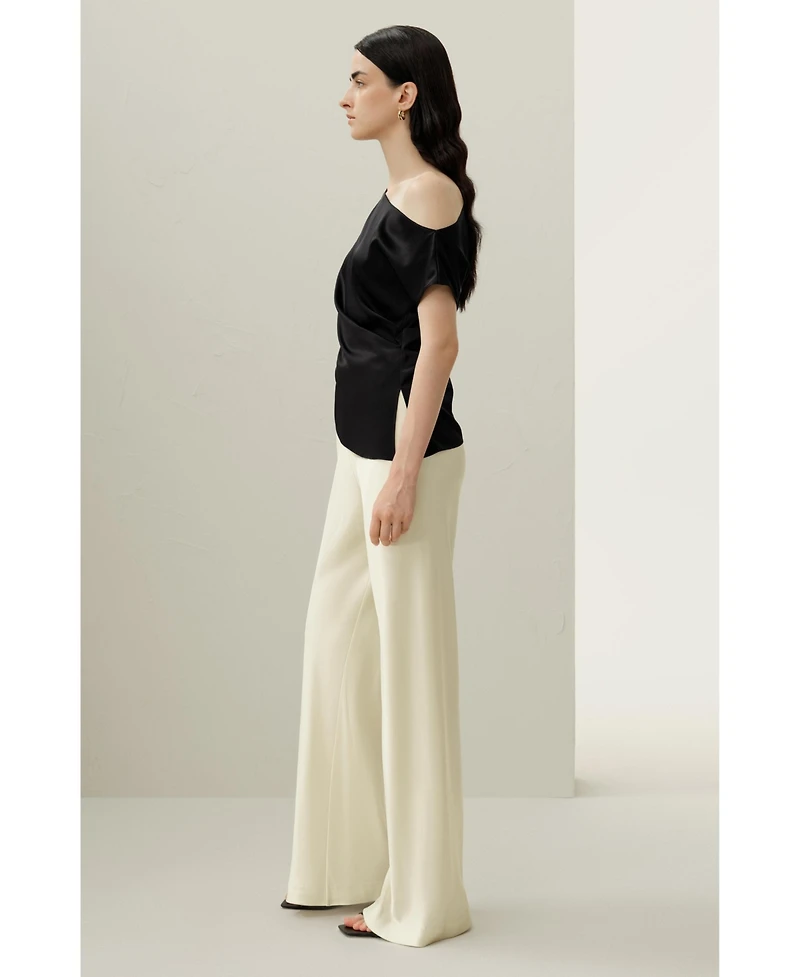 Lilysilk Women's Stretch Charmeuse Asymmetric Top
