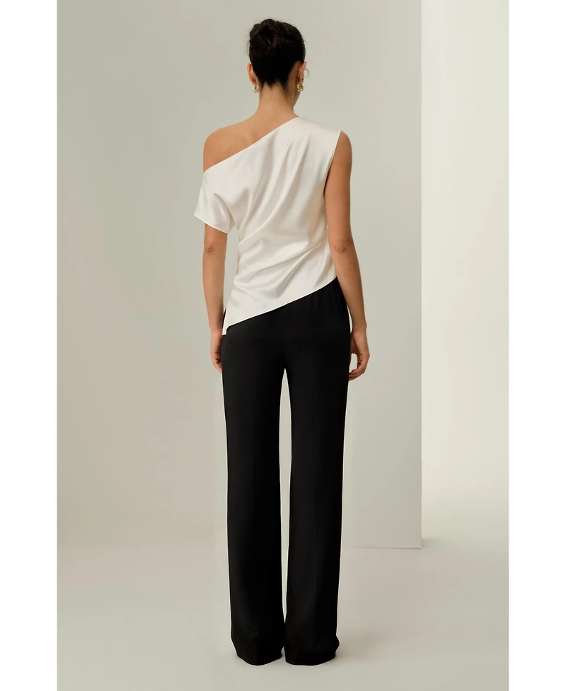 Lilysilk Women's Stretch Charmeuse Asymmetric Top