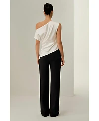 Lilysilk Women's Stretch Charmeuse Asymmetric Top