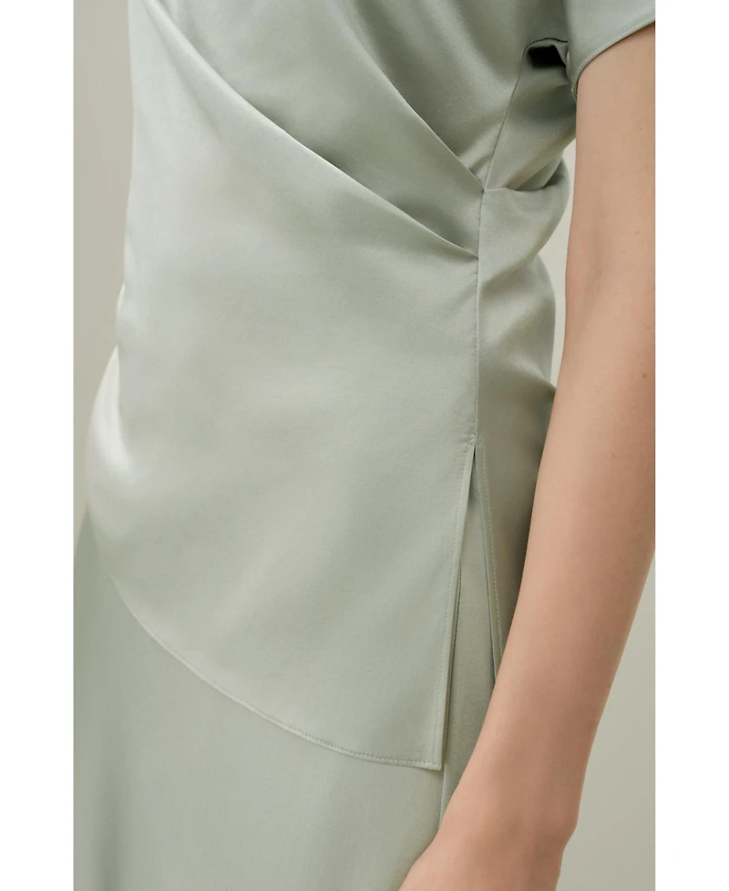 Lilysilk Women's Stretch Charmeuse Asymmetric Top