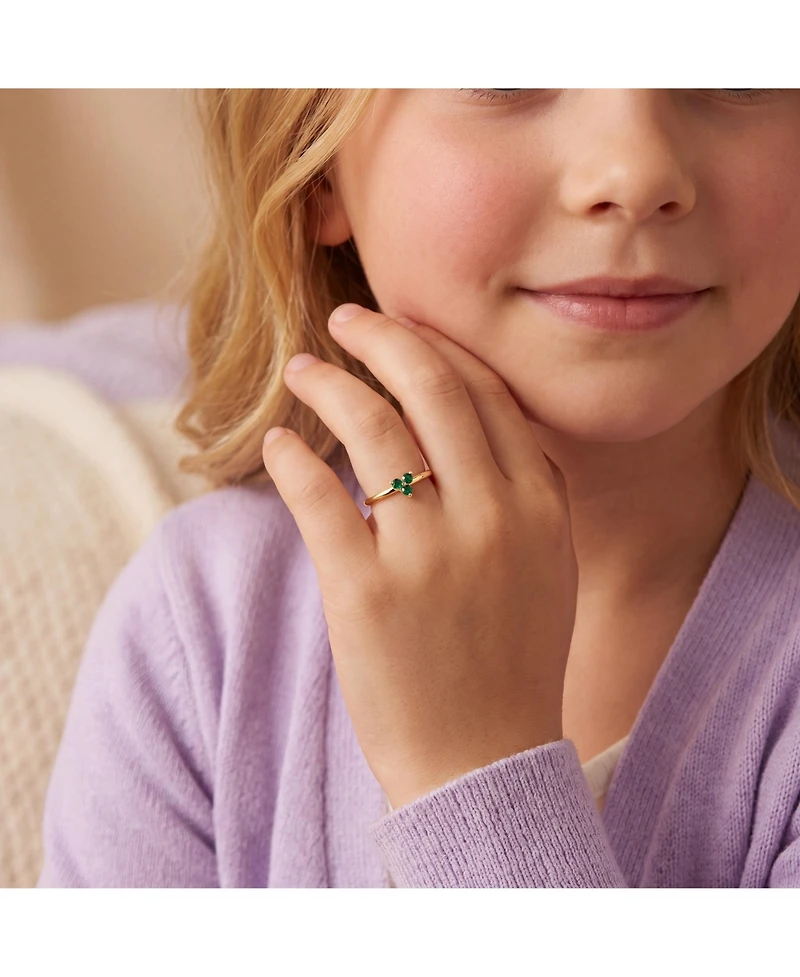 GiGiGirl 14k Gold Plated with Triple Green or Pink Cubic Zirconia Ring